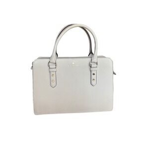Kate Spade NY Staci Medium Satchel Light Grey Pebbled Leather Handbag WKRU6951